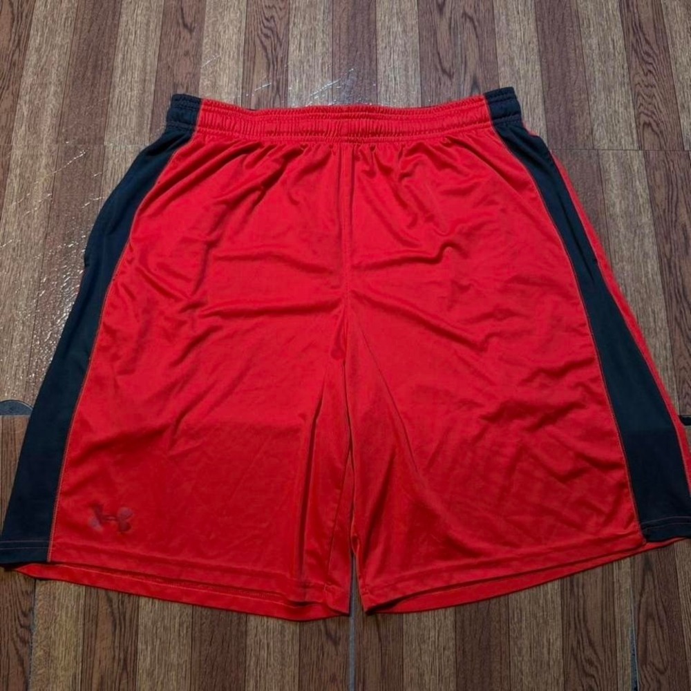 Under Armour Red Striped Retro Tech Sportswear Running Train Shorts Large